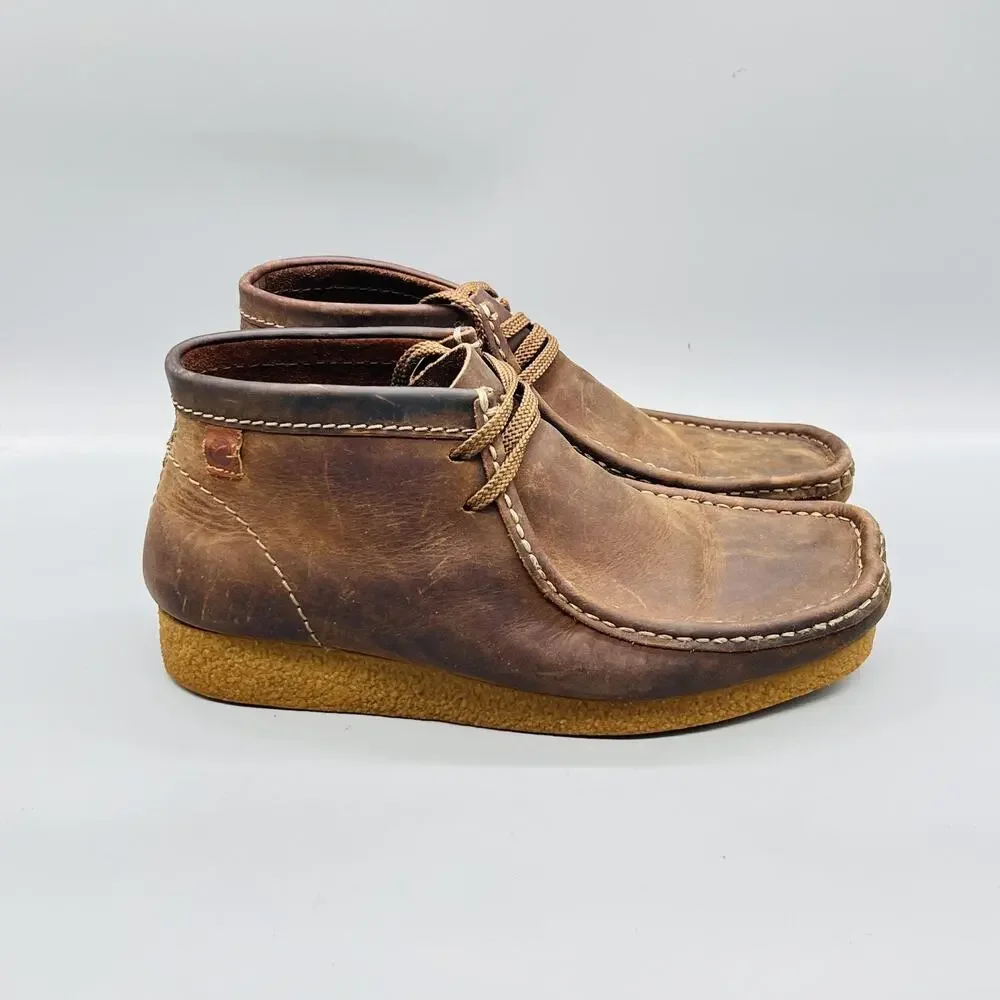 Clarks Boots Mens 8 Brown Leather Wallabee Chukka Moccasin Casual Comfort Shoes